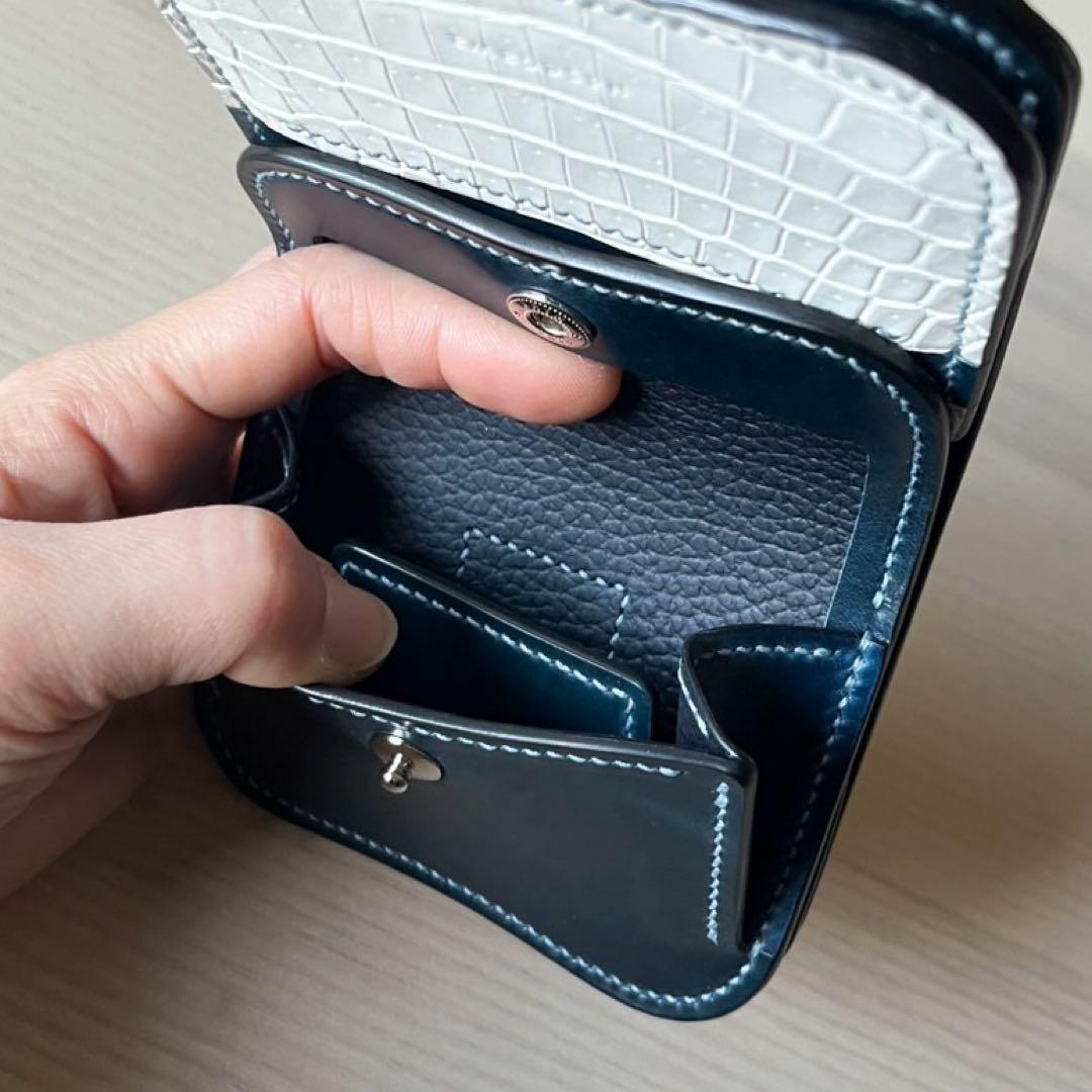 二つ折り財布 クロコダイル ポロサス ヒマラヤ コードバン