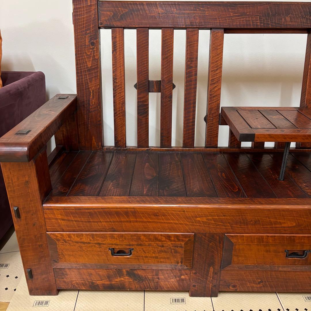 民芸家具　ベンチ　長椅子　机付き　アンティーク