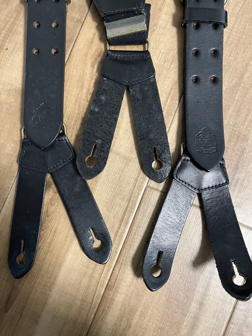 EVISU エビス サスペンダー レザー製 本革ブラック
