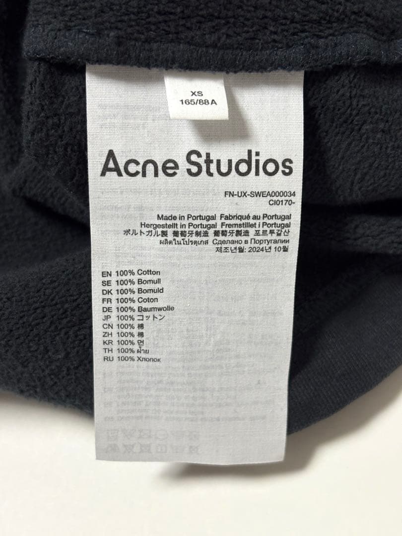 新品《 ACNE STUDIOS 》ロゴスタンプ フーディ XS ブラック