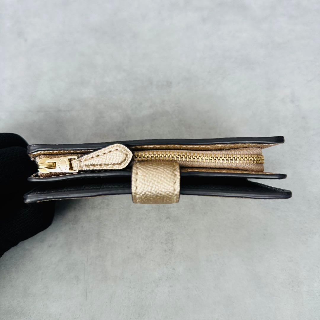 COACH メタリックゴールド ミディアム コーナー ジップ ウォレット