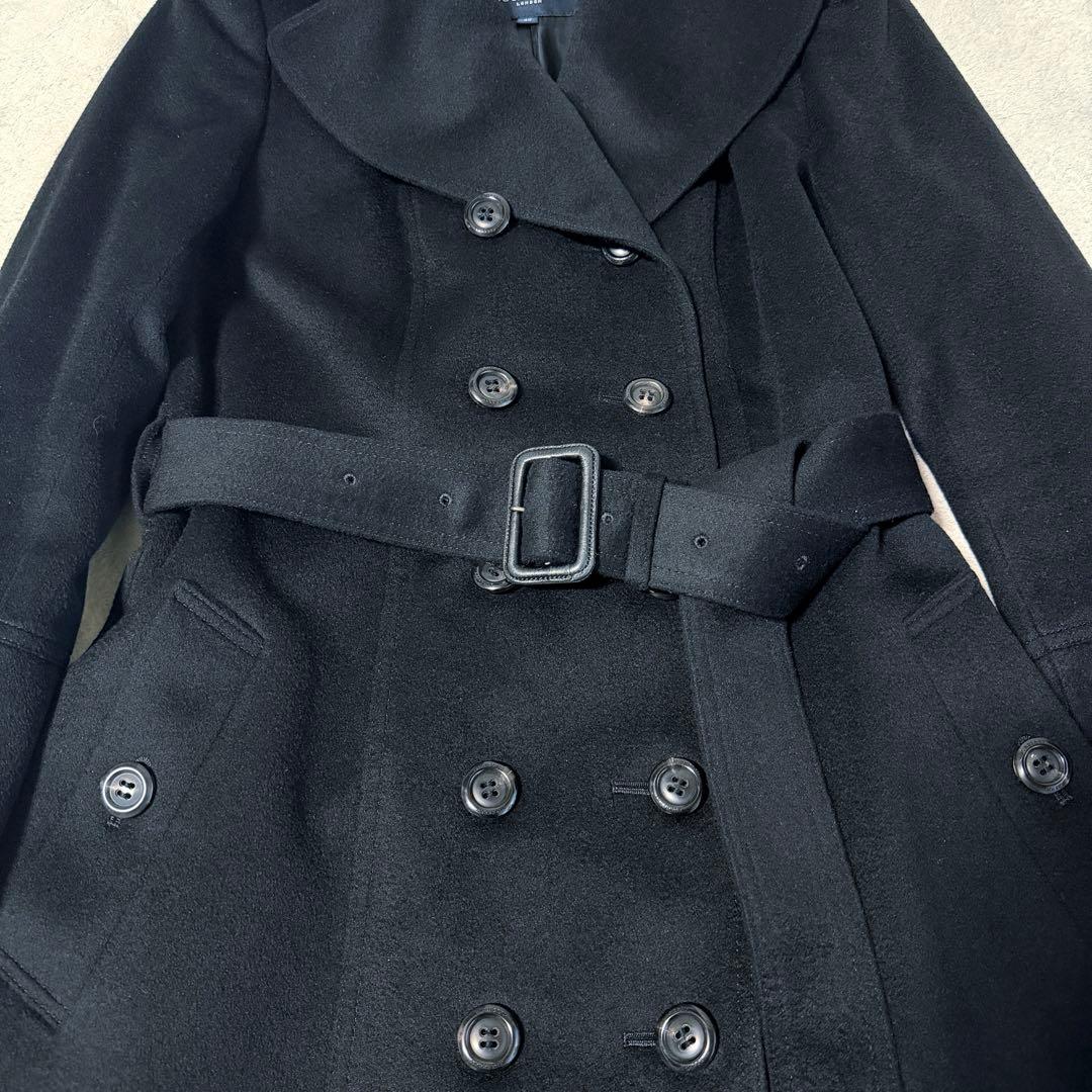 美品✨上質✨BURBERRY レディース ロングコート Aライン カシミヤ混 黒