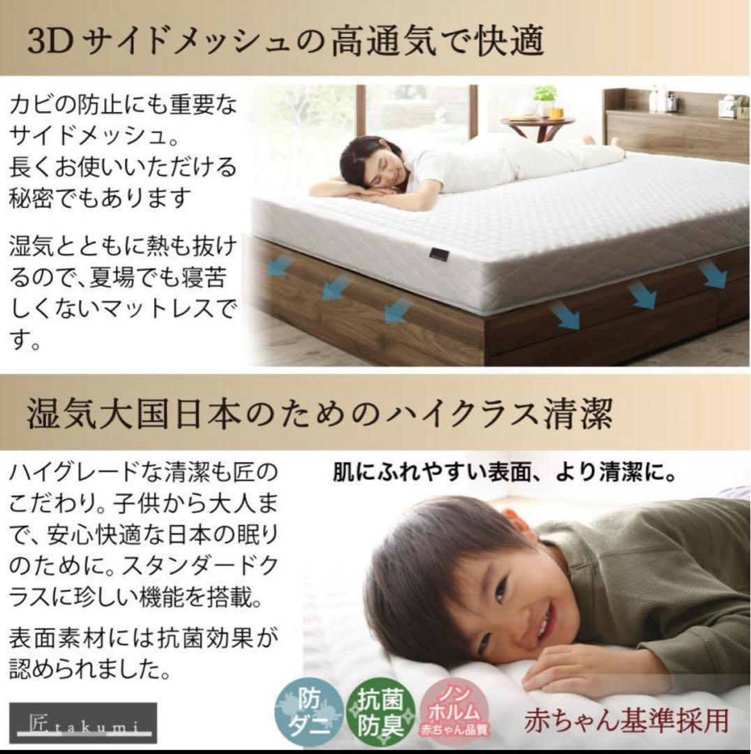 未使用訳あり　真空圧縮ロールでお届け 　匠モデルマットレス　セミダブル　ブラック