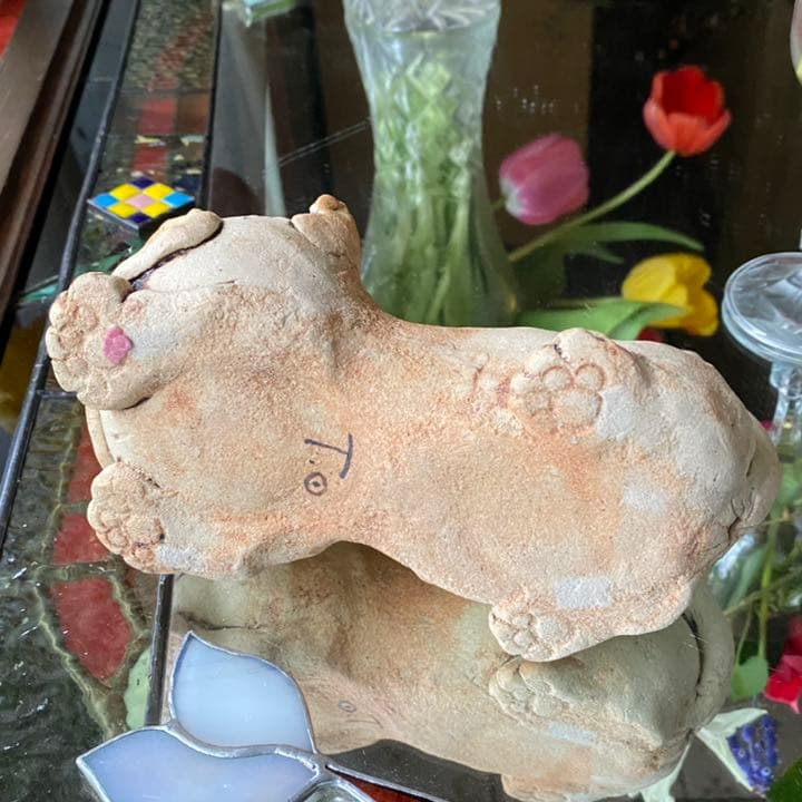 h様へ感謝お嫁入り‼️フィギュリン強運の「BLUEとGOLDのオッズアイねこ」一体