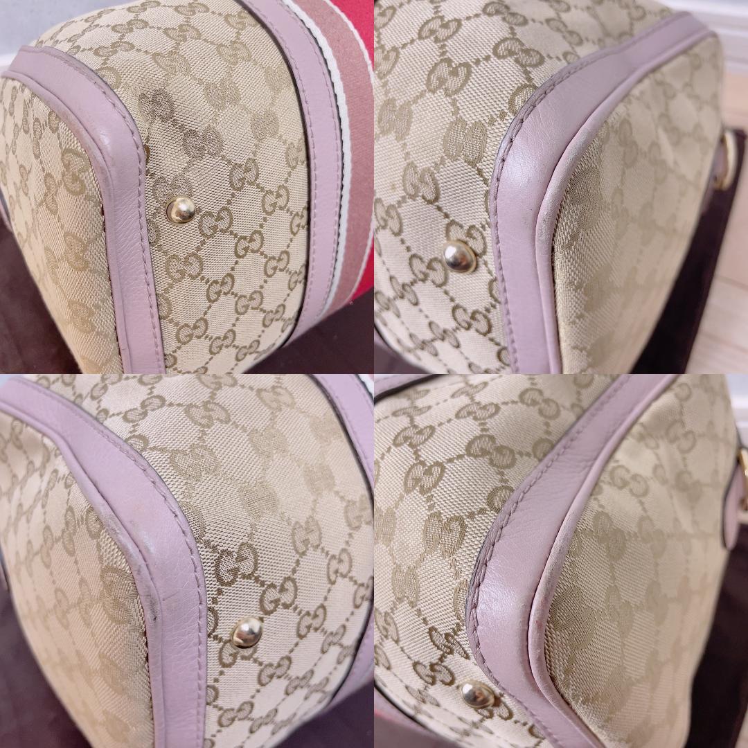GUCCI GGキャンバス シェリーライン ピンク ボストン 2way ハンド