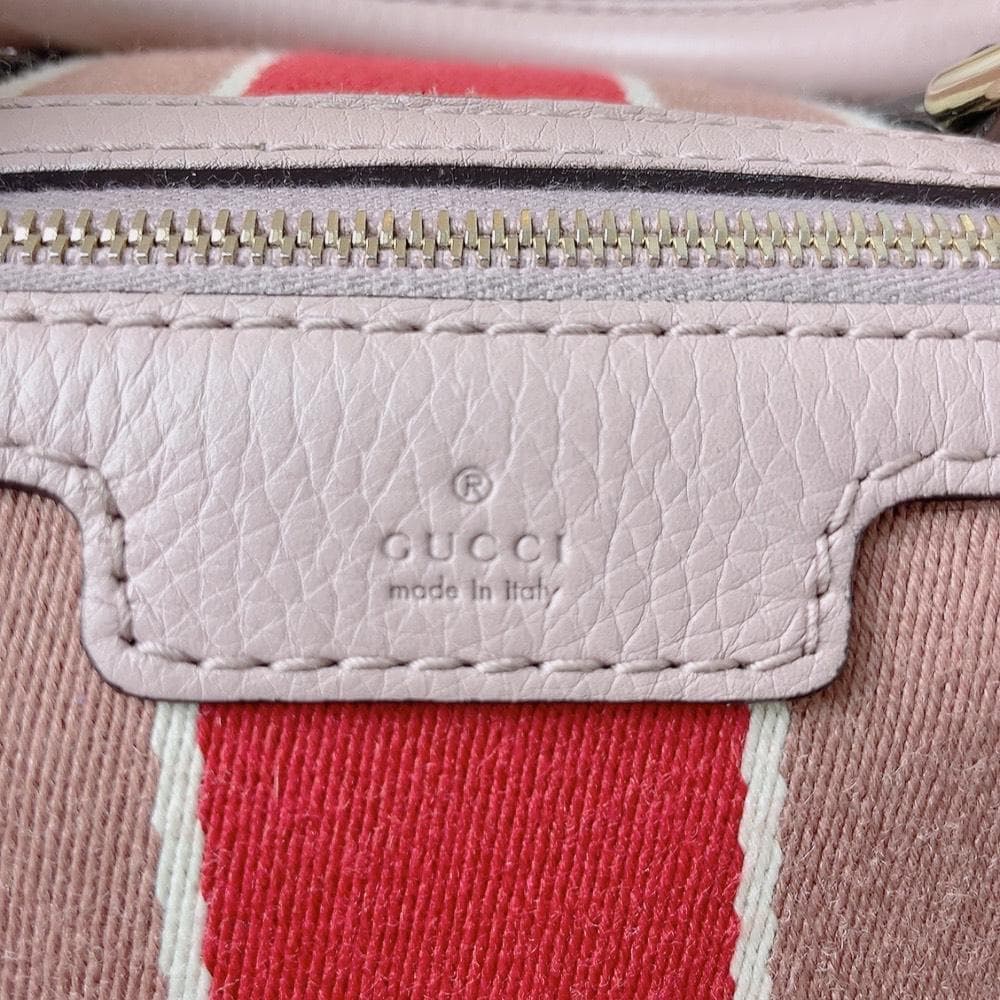 GUCCI GGキャンバス シェリーライン ピンク ボストン 2way ハンド