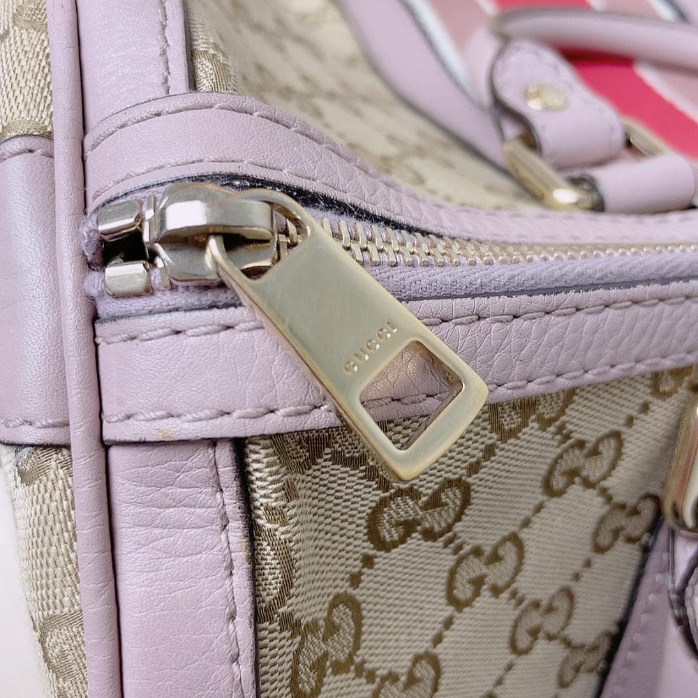 GUCCI GGキャンバス シェリーライン ピンク ボストン 2way ハンド