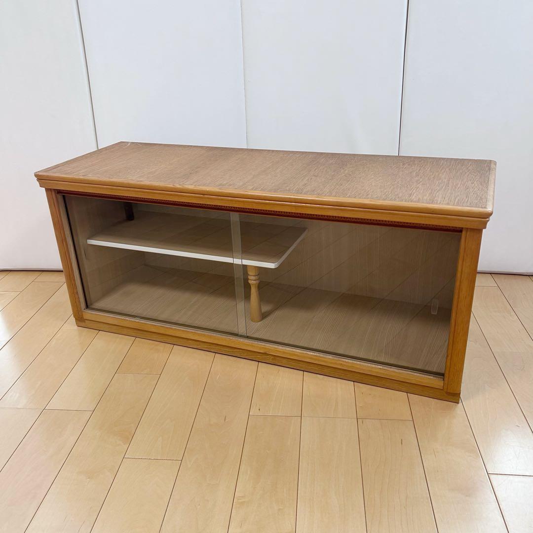 アンティーク　木製 ガラス引き戸 ローボード 飾り棚 キャビネット 北欧レトロ