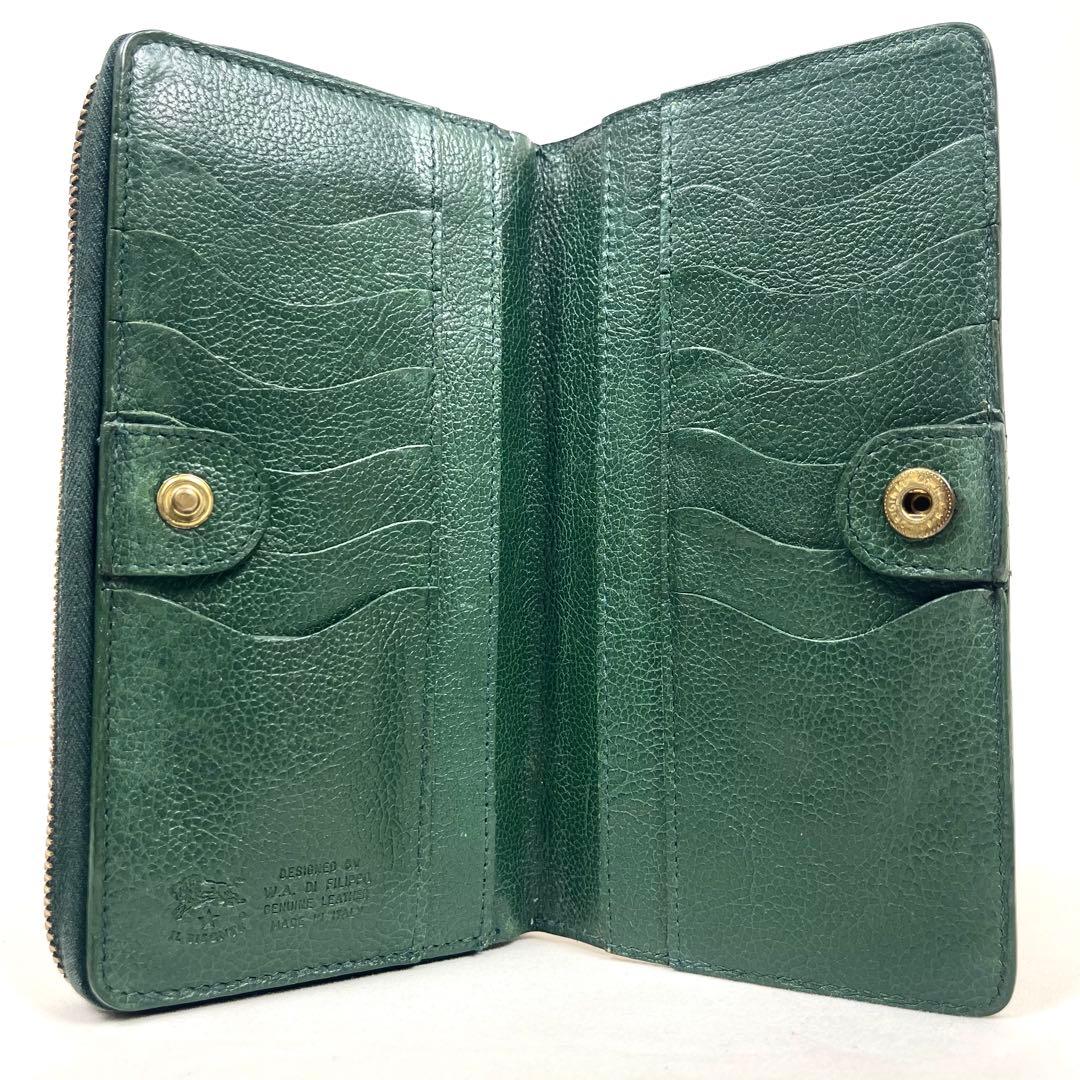 イルビゾンテ　長財布　2way 二つ折りラウンドファスナー　ロゴ型押し　レザー