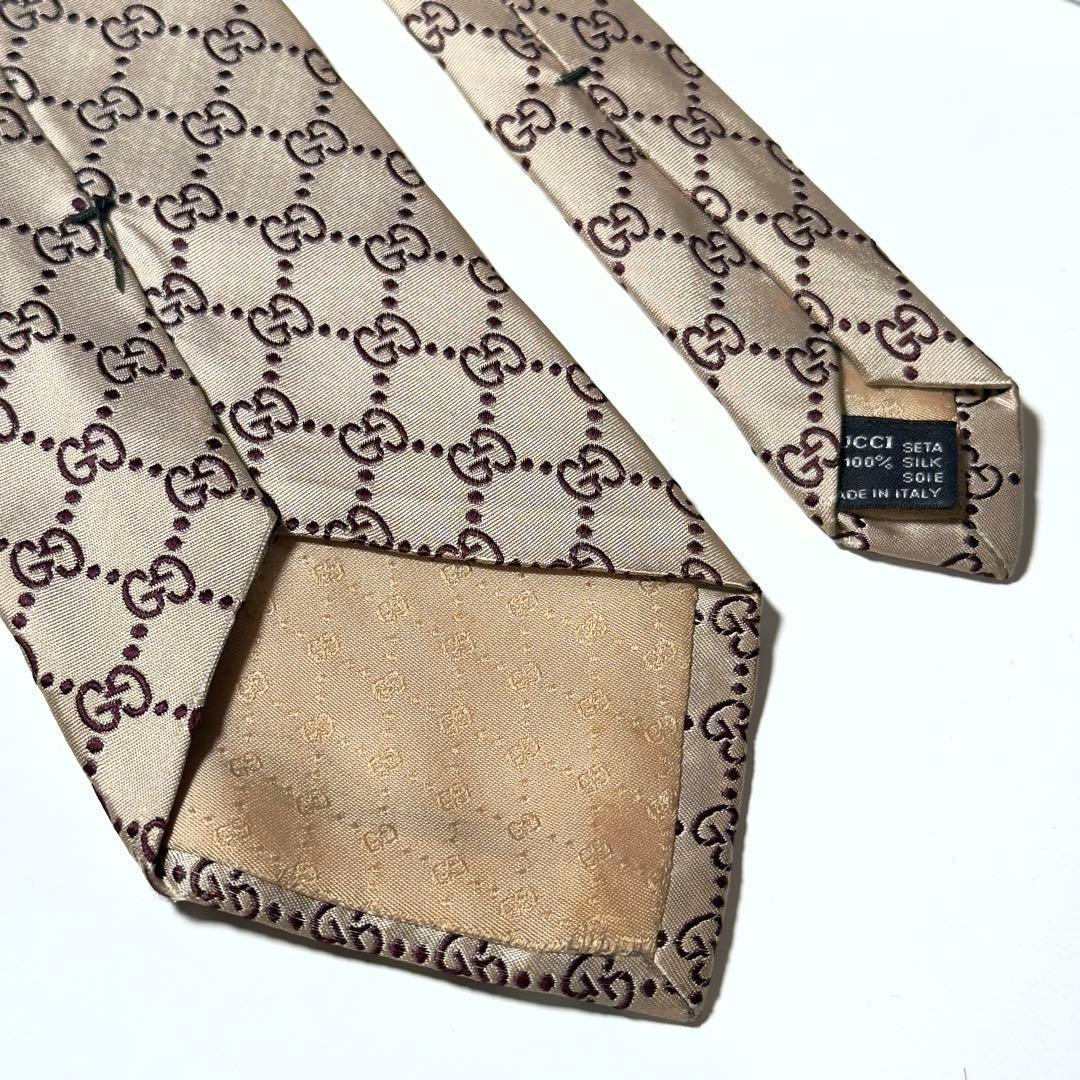 【良品】 GUCCI グッチ GG柄 イエロー系 ネクタイ