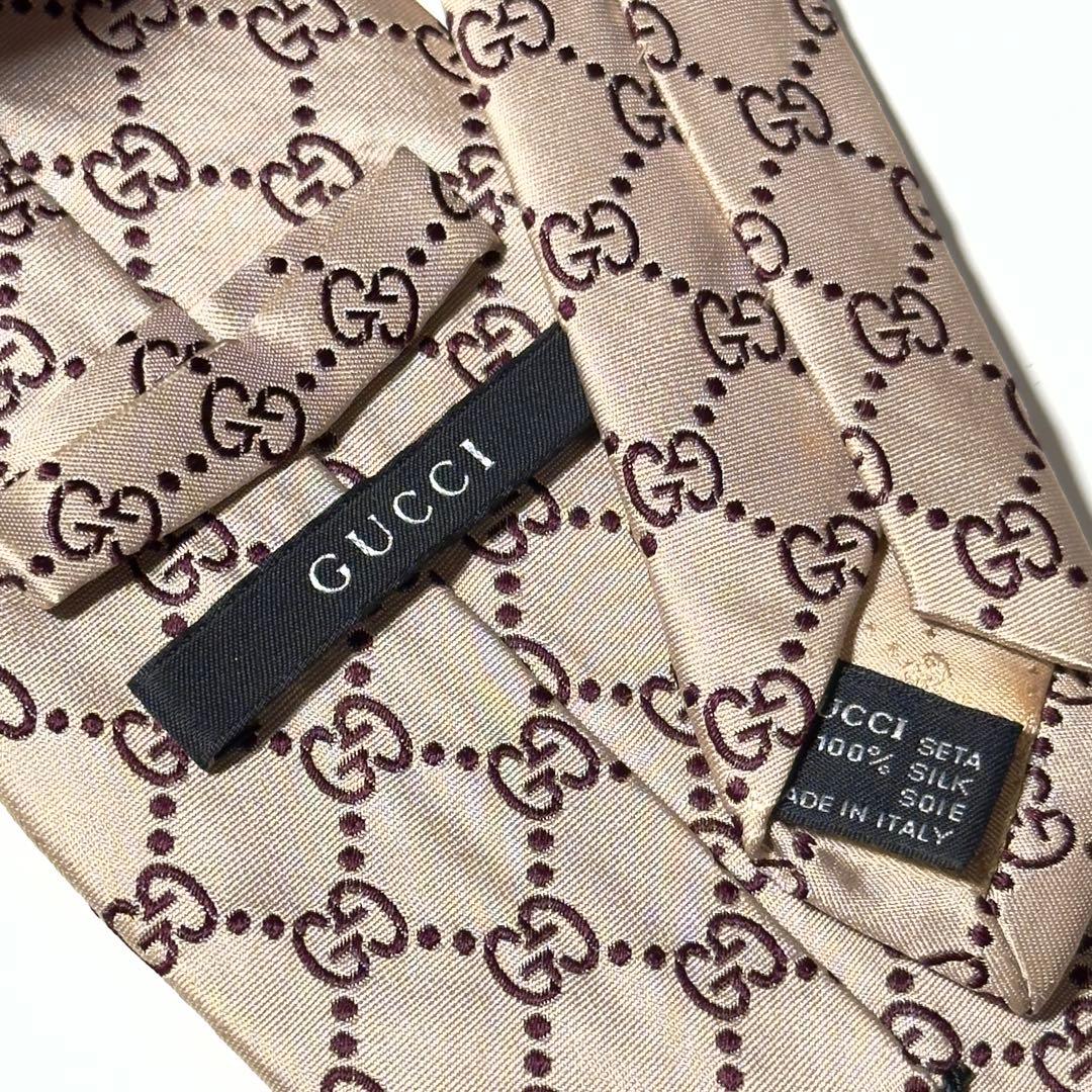 【良品】 GUCCI グッチ GG柄 イエロー系 ネクタイ