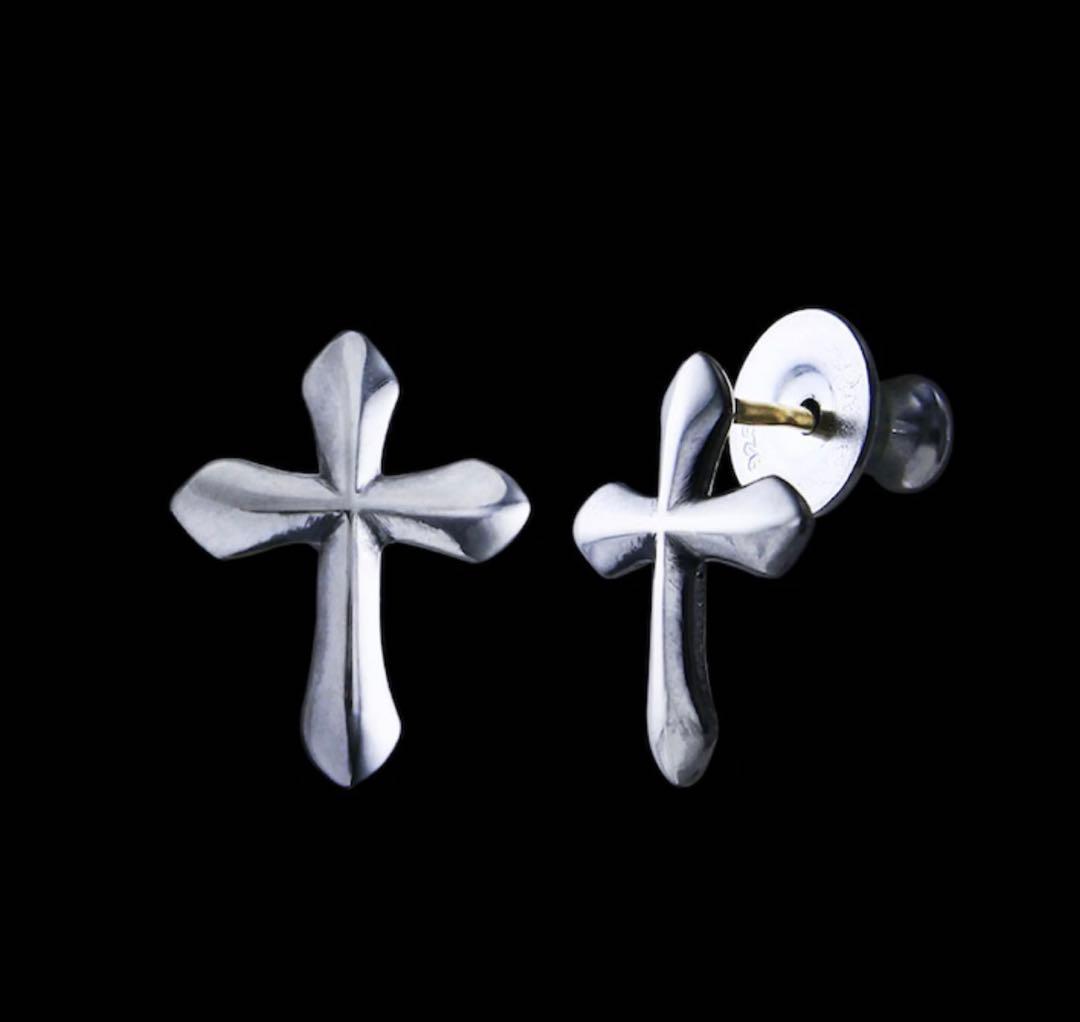 ロンワンズ シルク クロス スタッド イヤリング ピアス 新品 未使用