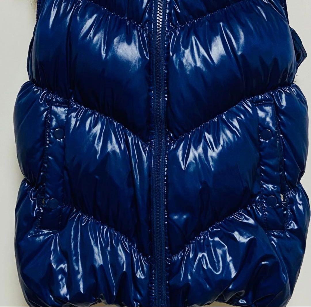 ギャップGAPダウンベスト　ファーフード付き　S　ブルー