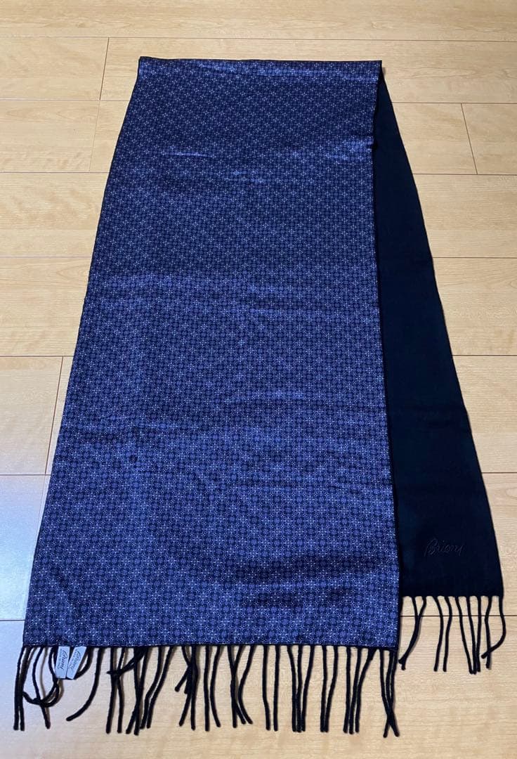 美品ブリオーニ Brioni シルク×カシミア ダブルフェイスマフラー ストール