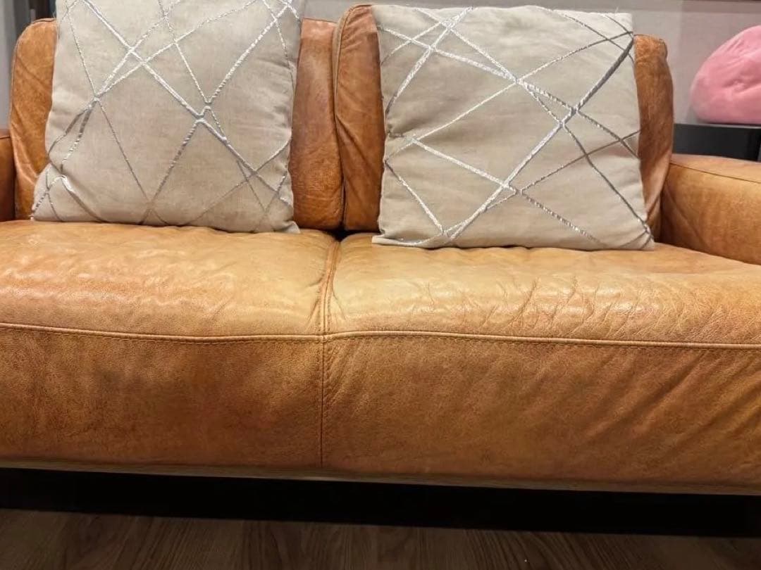 Unico SUABI レザーソファ 2.5人掛け　アイアン脚　本革　おまけ付