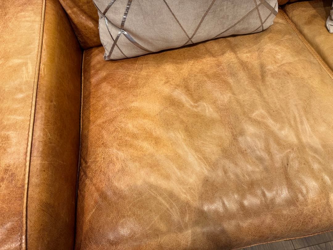 Unico SUABI レザーソファ 2.5人掛け　アイアン脚　本革　おまけ付