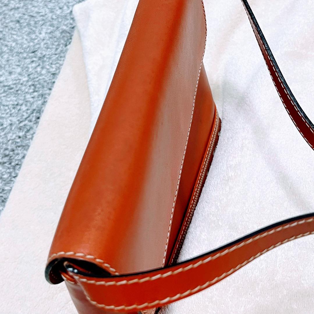 正規品 YSL イヴサンローラン ブラウン レザー ショルダーバッグ ビンテージ