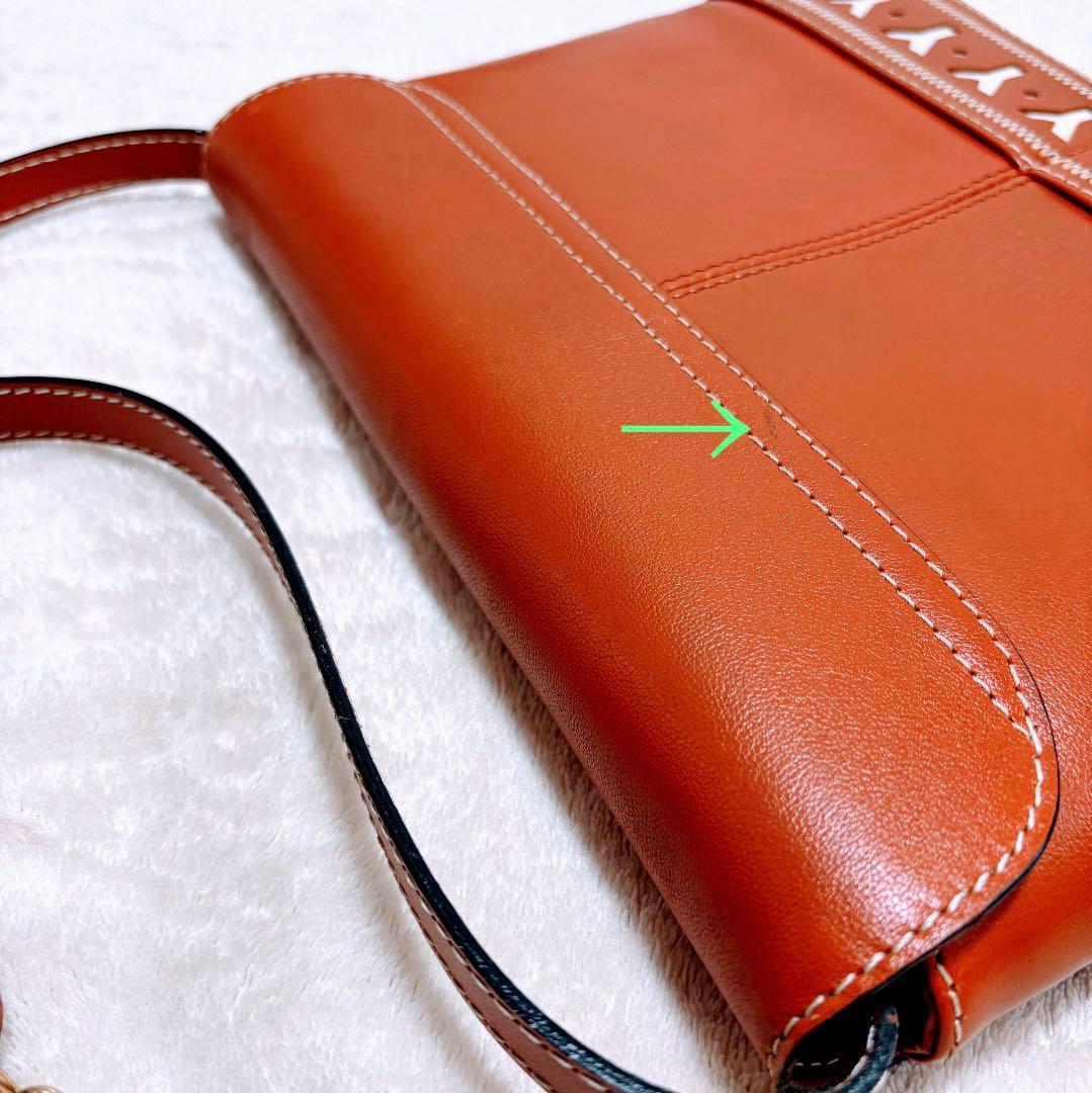 正規品 YSL イヴサンローラン ブラウン レザー ショルダーバッグ ビンテージ