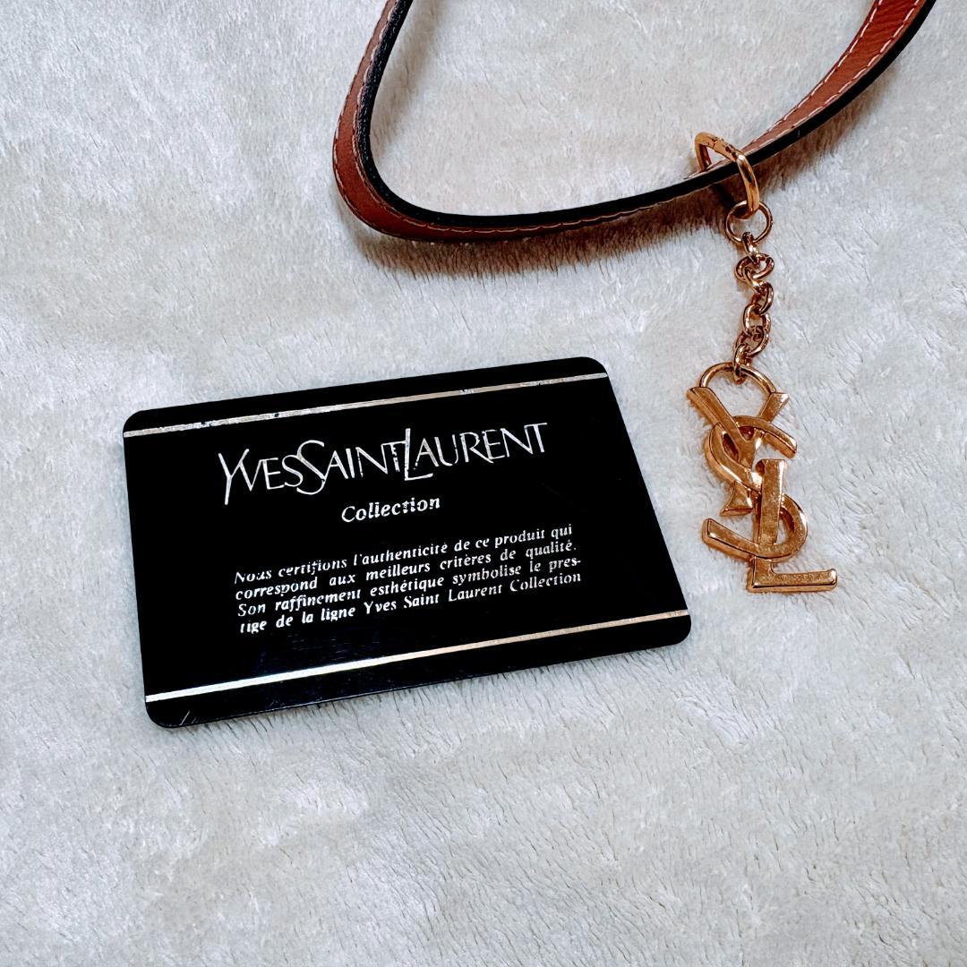 正規品 YSL イヴサンローラン ブラウン レザー ショルダーバッグ ビンテージ