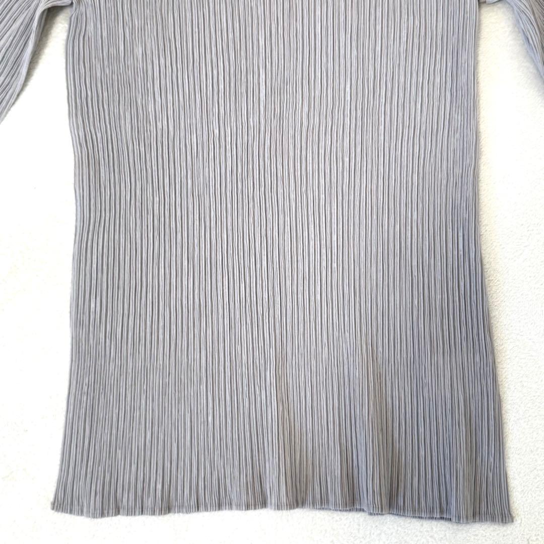 極美品✨ISSEY MIYAKE プリーツ　グレー　長袖　ハイネック　Lサイズ