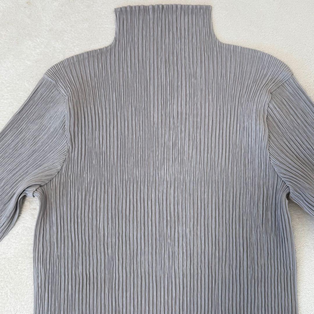 極美品✨ISSEY MIYAKE プリーツ　グレー　長袖　ハイネック　Lサイズ