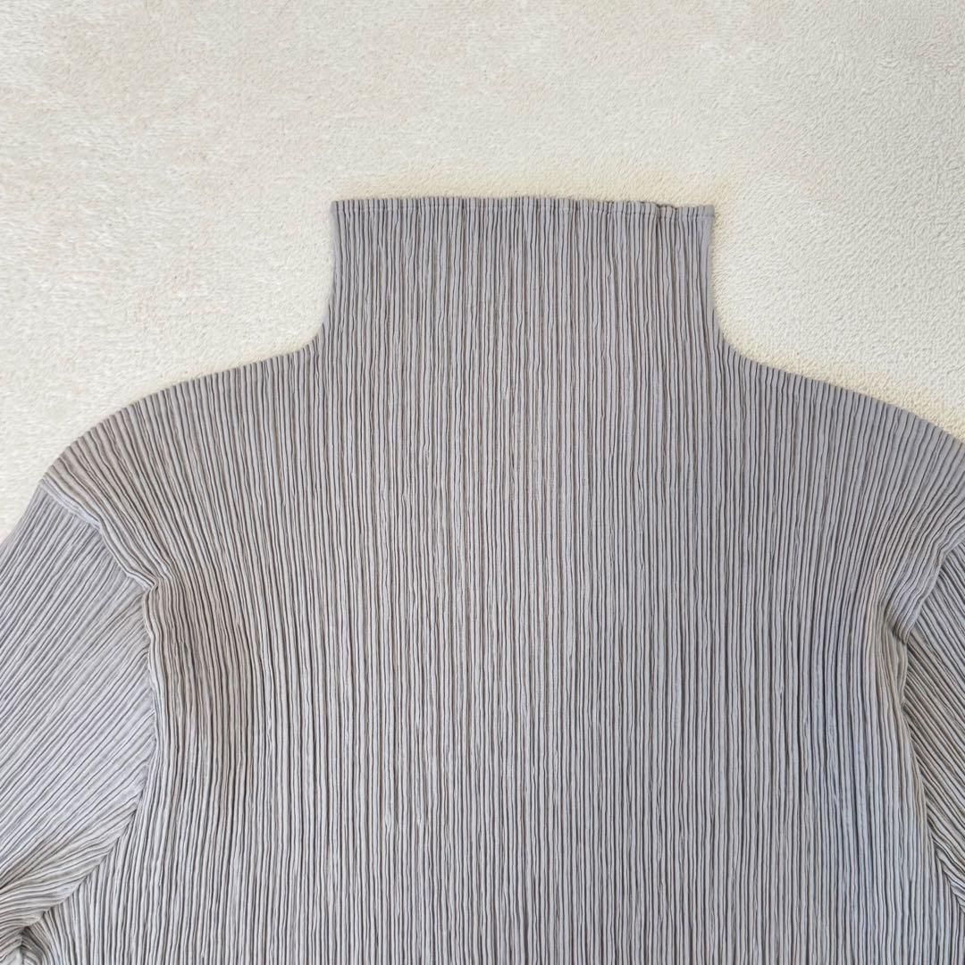 極美品✨ISSEY MIYAKE プリーツ　グレー　長袖　ハイネック　Lサイズ