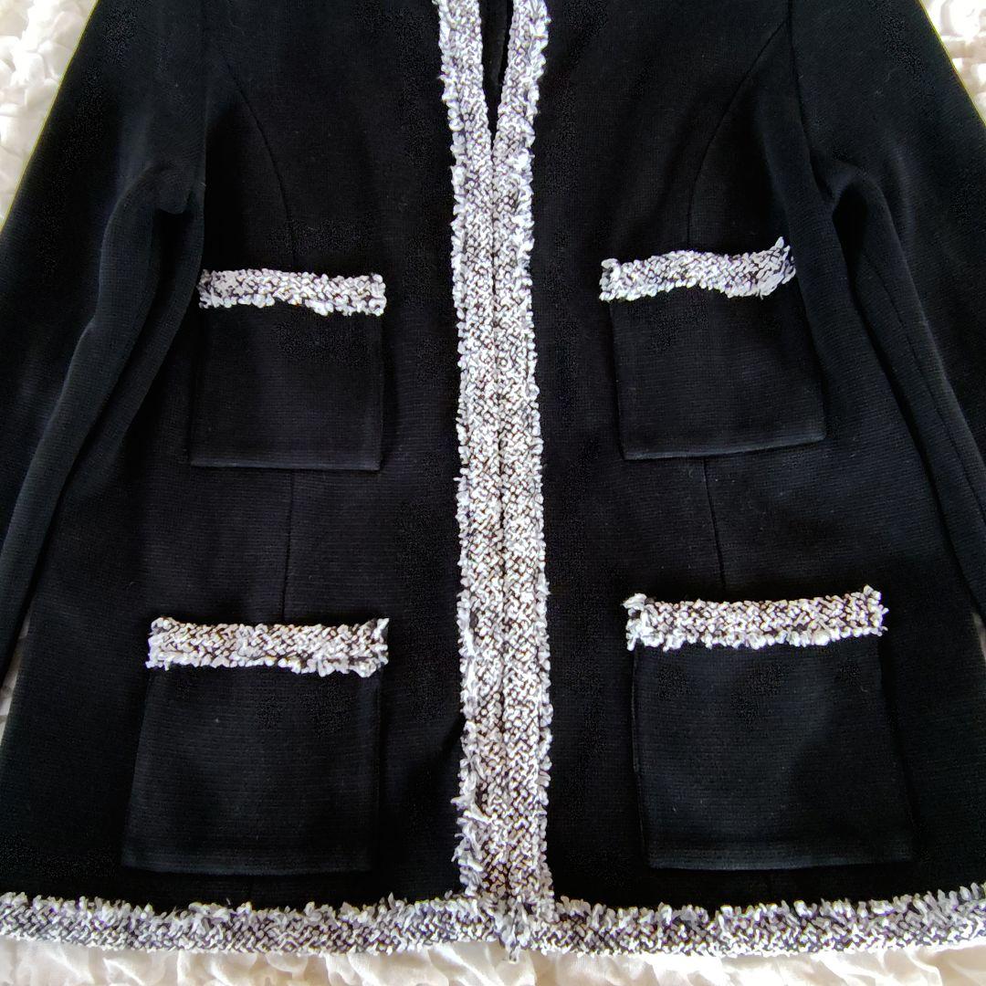 美品　Rene　ノーカラージャケット　ニット　フリンジ　日本製　ポケット