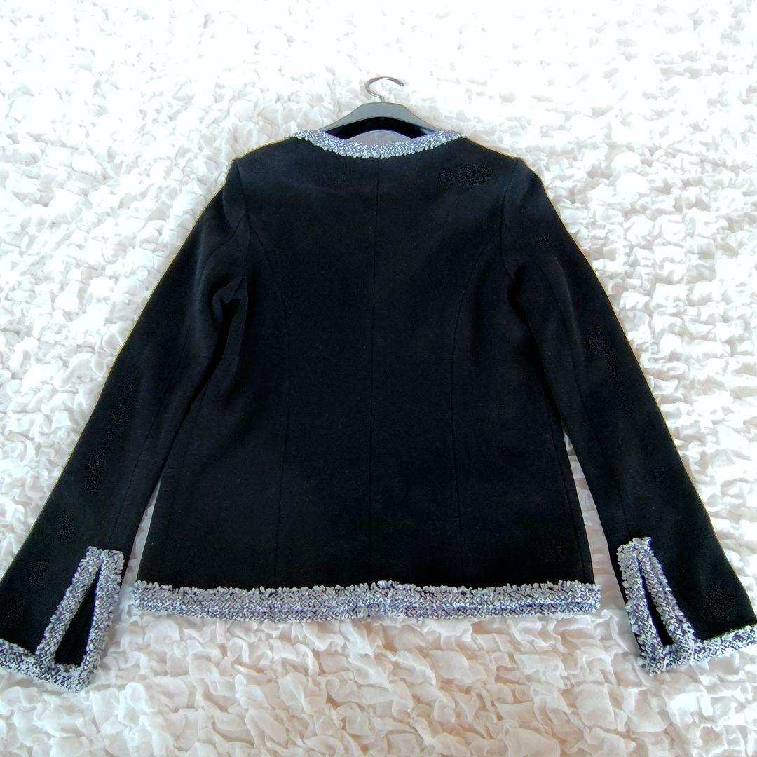 美品　Rene　ノーカラージャケット　ニット　フリンジ　日本製　ポケット