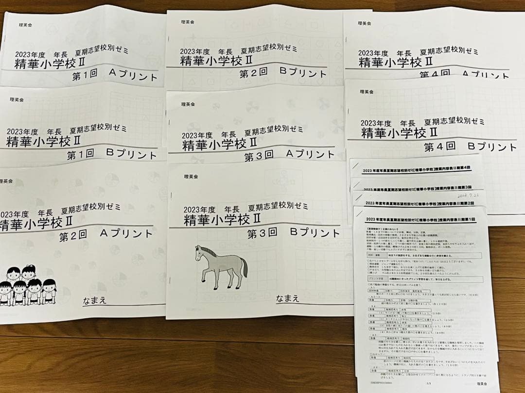 理英会 2023年度 年長 夏期志望校別ゼミ 精華小学校 II 第1-4回AB