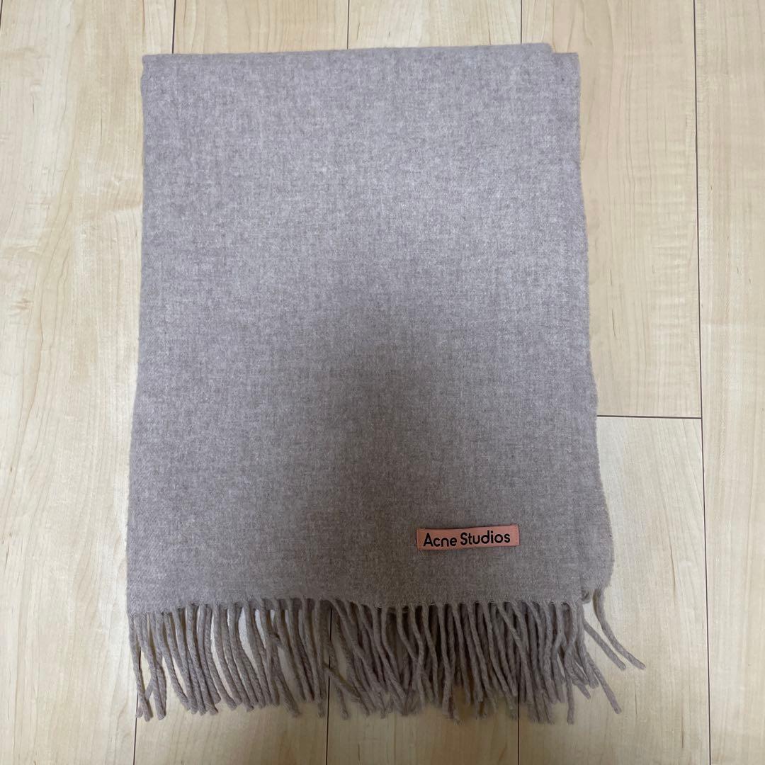 Acne Studios ベージュ マフラー フリンジウールスカーフ