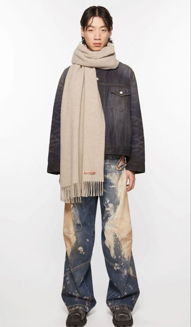 Acne Studios ベージュ マフラー フリンジウールスカーフ