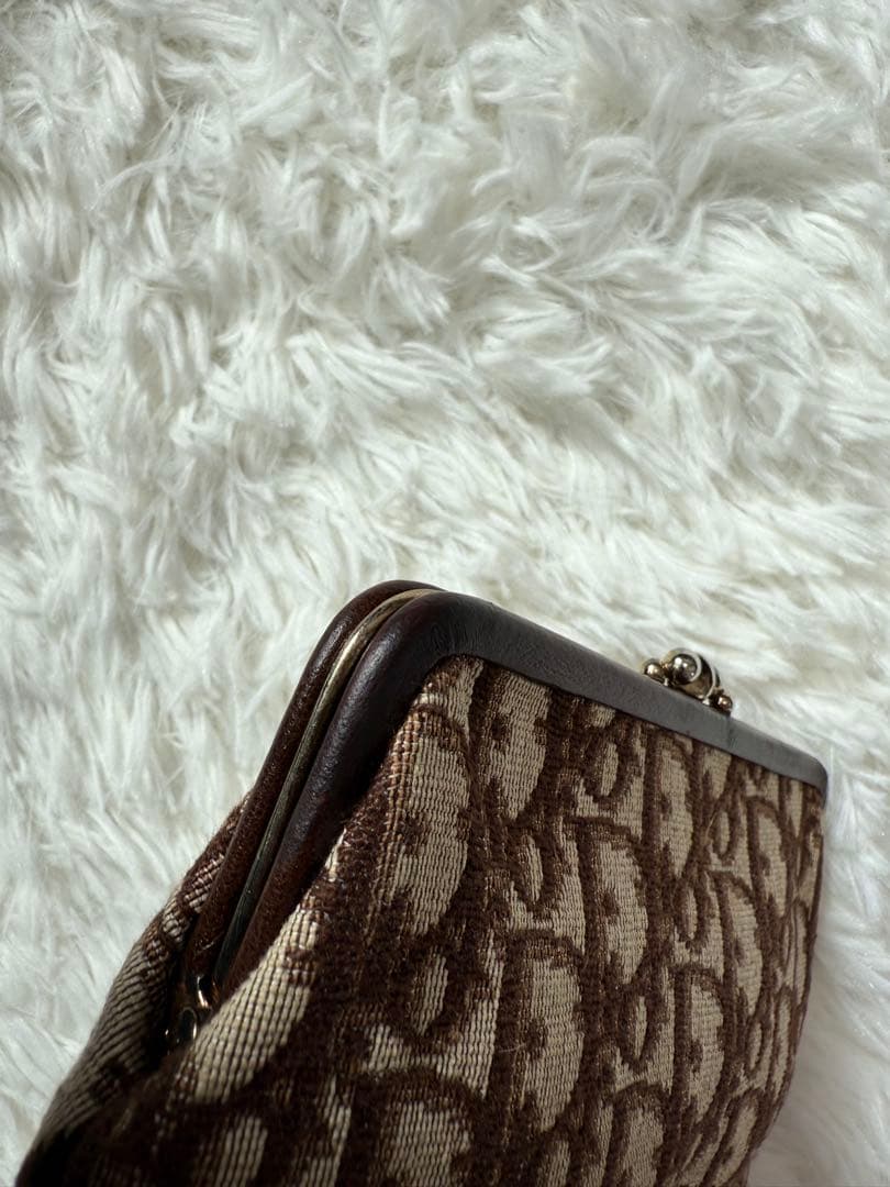 クリスチャンディオール 小銭入れ　2層　ドロッター柄　がま口　ブラウン