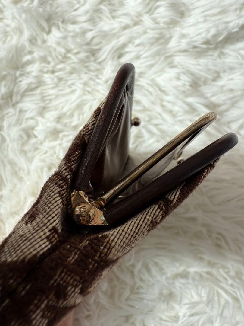 クリスチャンディオール 小銭入れ　2層　ドロッター柄　がま口　ブラウン