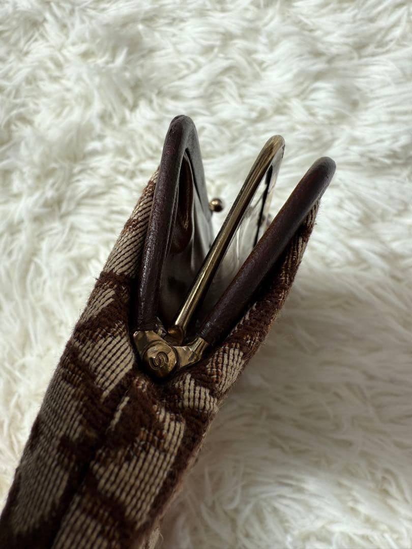 クリスチャンディオール 小銭入れ　2層　ドロッター柄　がま口　ブラウン