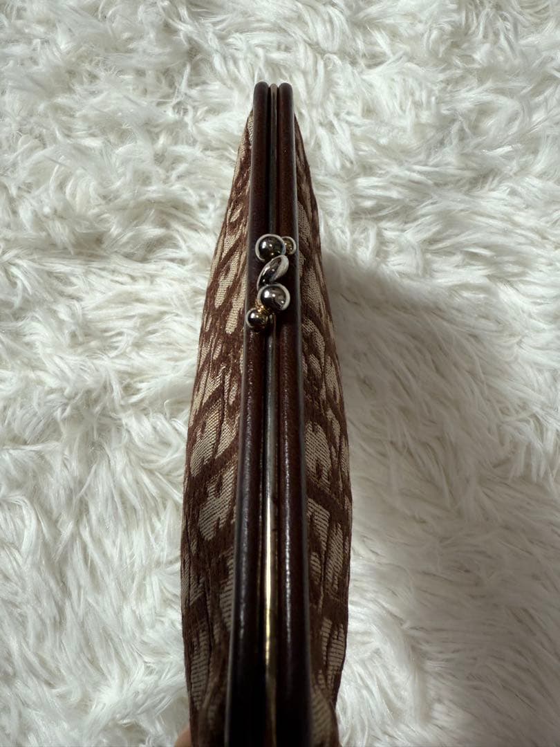 クリスチャンディオール 小銭入れ　2層　ドロッター柄　がま口　ブラウン