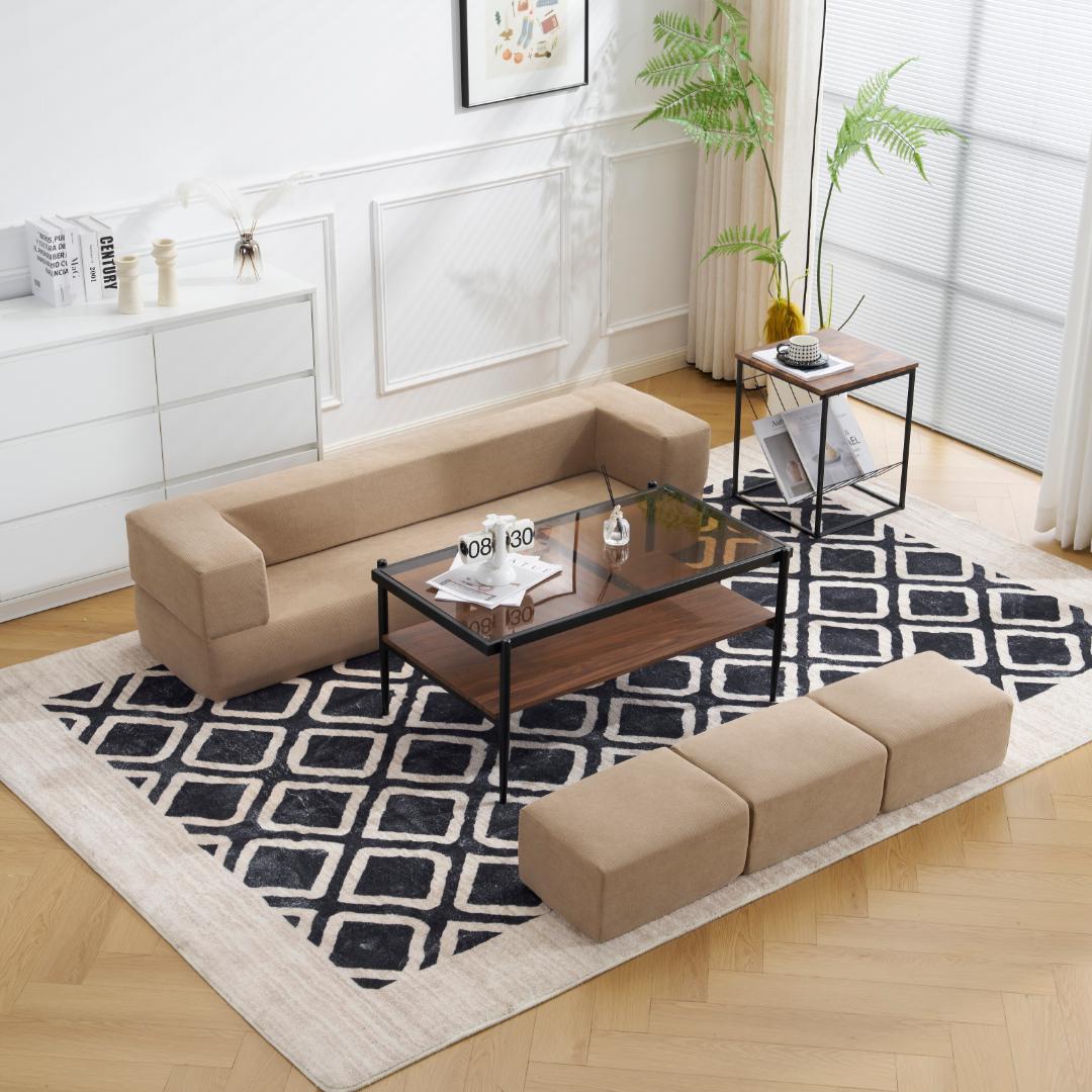 【3色から選】ソファベッド 最大5人掛け 5P 組立て不要 フロアソファ