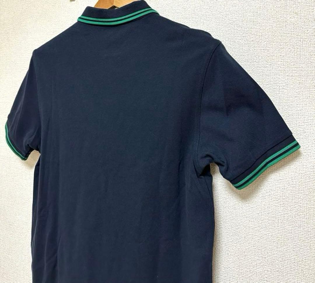 極美品 FREDPERRY フレッドペリー ネイビー 緑 ポロシャツ M 半袖