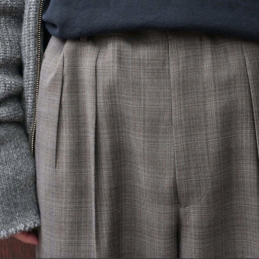 MAATEE&SONS 永遠 スラックス WOOL MAT CHECK GRAY