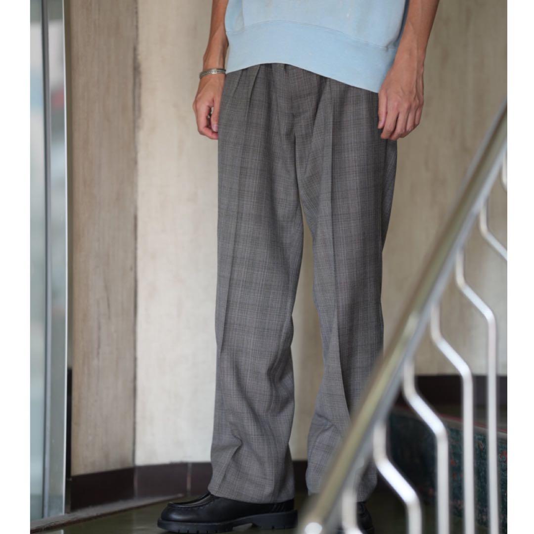 MAATEE&SONS 永遠 スラックス WOOL MAT CHECK GRAY