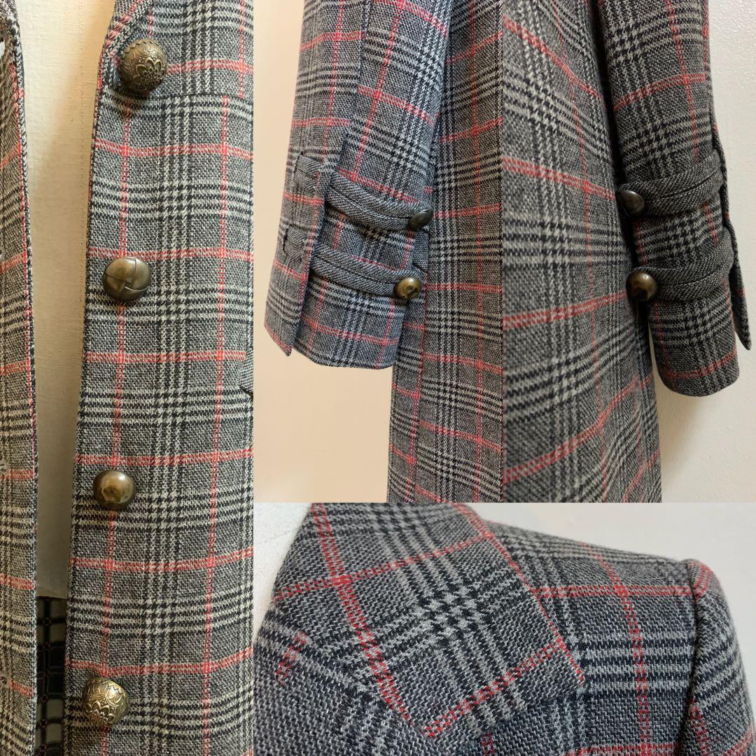 KENZO ケンゾー チェック柄 ウール混 チェスターコート ロングコート 38