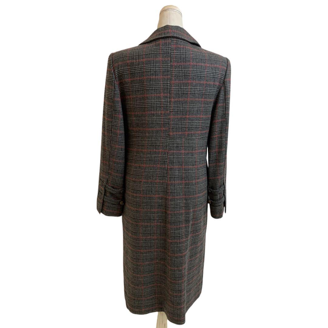 KENZO ケンゾー チェック柄 ウール混 チェスターコート ロングコート 38