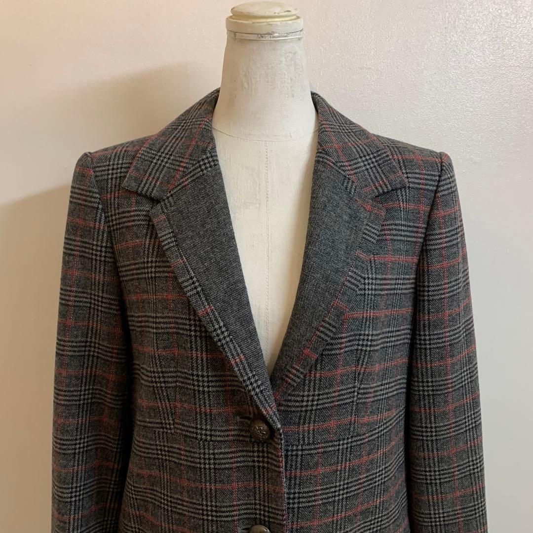 KENZO ケンゾー チェック柄 ウール混 チェスターコート ロングコート 38