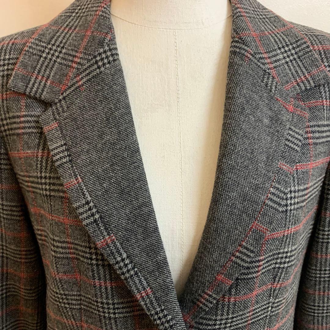 KENZO ケンゾー チェック柄 ウール混 チェスターコート ロングコート 38