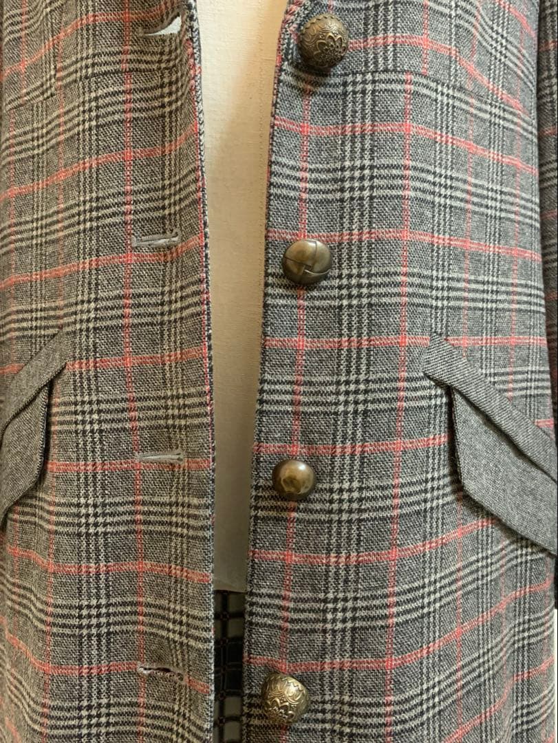KENZO ケンゾー チェック柄 ウール混 チェスターコート ロングコート 38