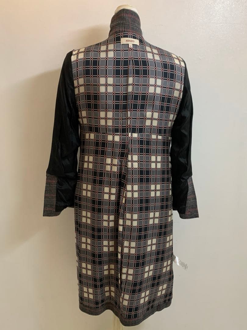 KENZO ケンゾー チェック柄 ウール混 チェスターコート ロングコート 38