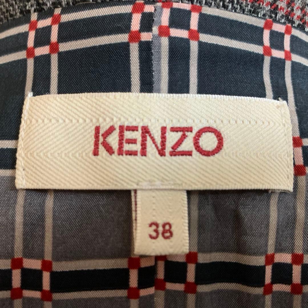 KENZO ケンゾー チェック柄 ウール混 チェスターコート ロングコート 38