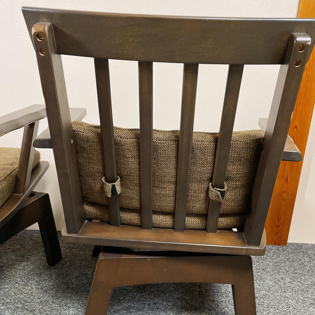 北欧レトロ ニトリ DCサザナミ 回転式 木製椅子 アームチェア 和モダン