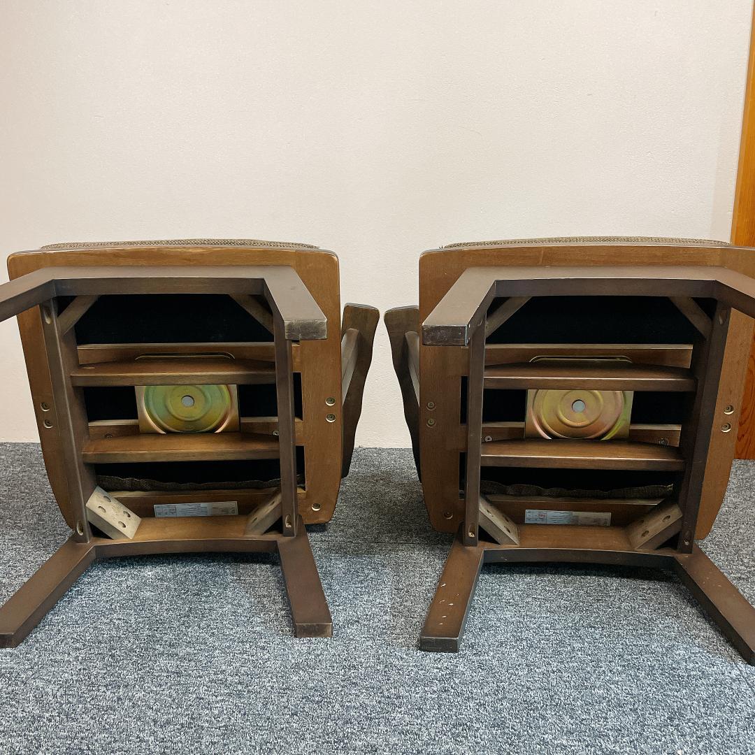 北欧レトロ ニトリ DCサザナミ 回転式 木製椅子 アームチェア 和モダン