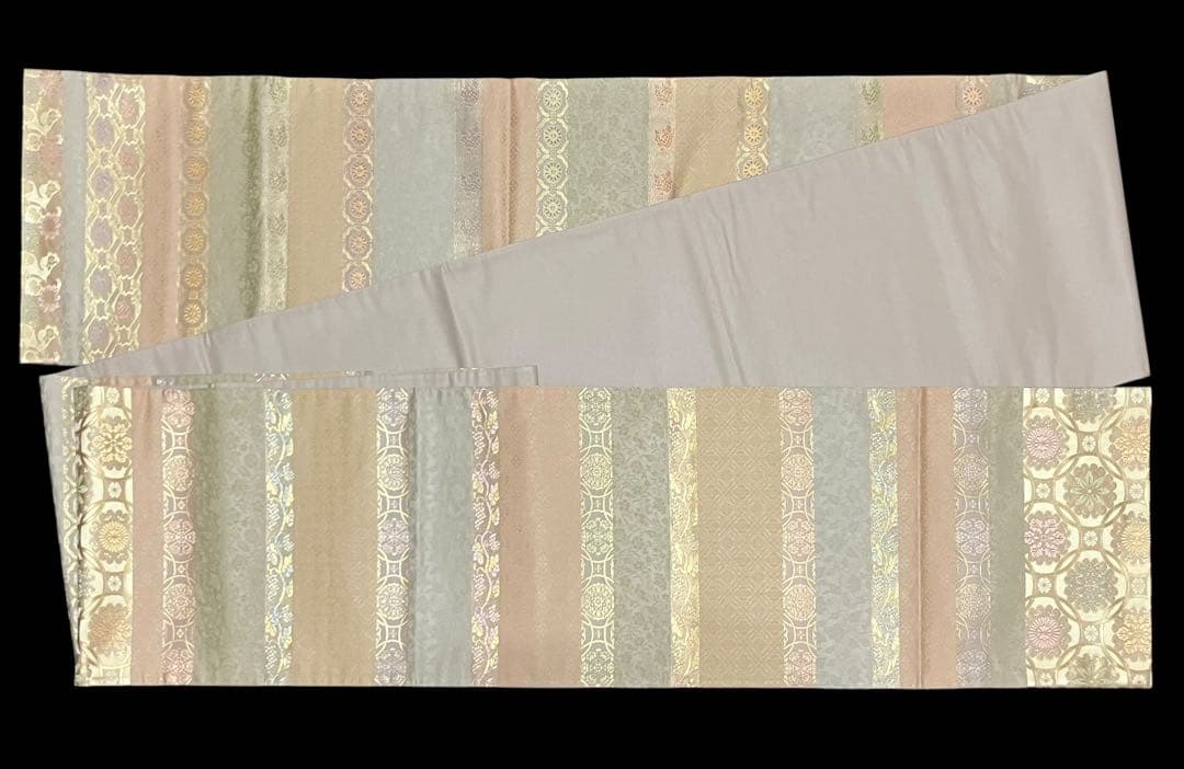 箔屋清兵衛 袋帯 双図柄 名物裂文様 全通 日本の心 共箱 未使用 白イ6306