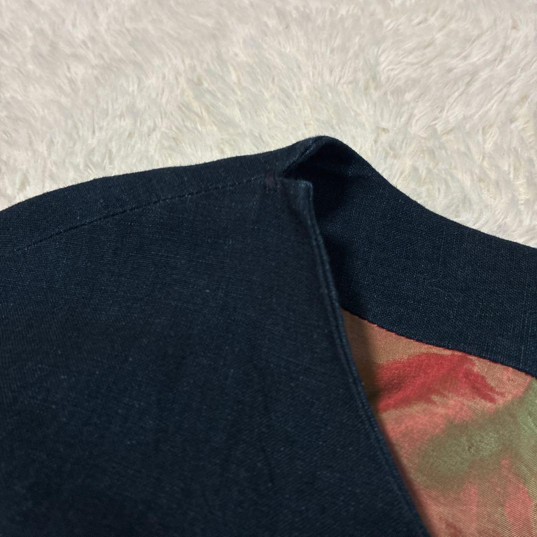 パラスパレス　インディゴ　ノーカラーコート　ロング　ゆったり　シェルボタン